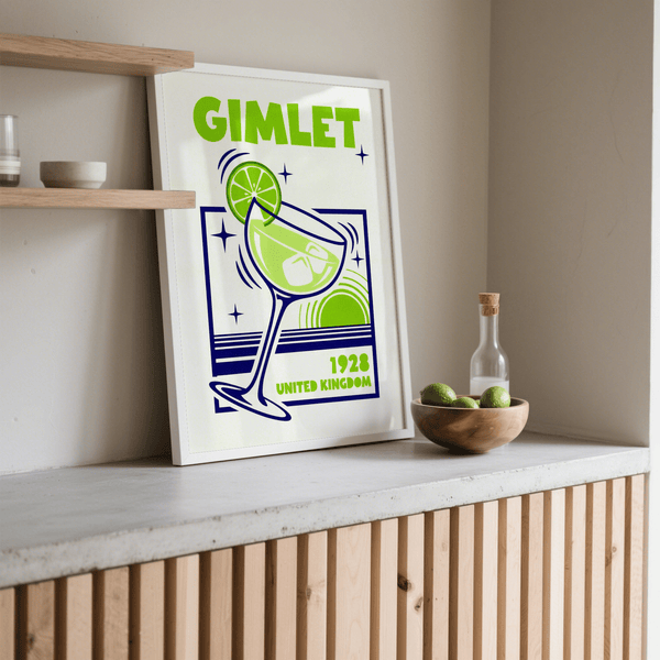 Green and blue color scheme Gimlet Cocktail Poster for dining nook