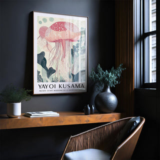 Sea Animal Wall Art blending jellyfish and botanical design elements.