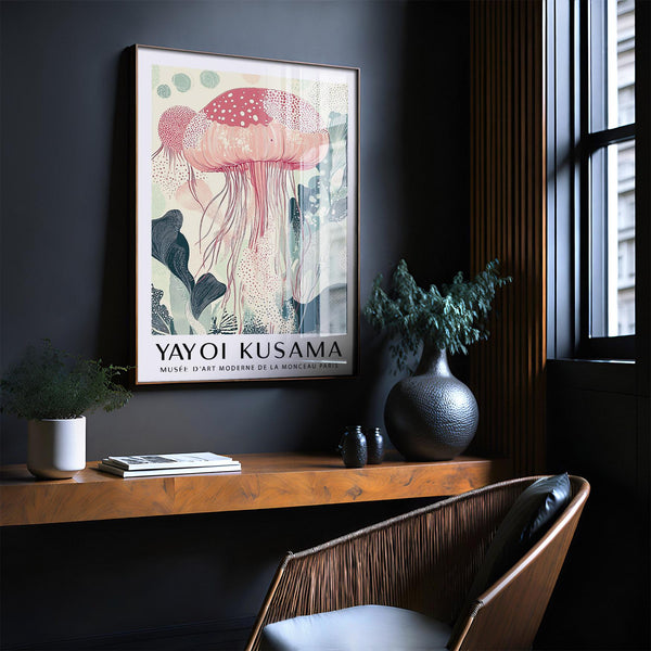 Sea Animal Wall Art blending jellyfish and botanical design elements.