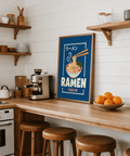 Blue pink Ramen Poster, dining room décor wall art poster