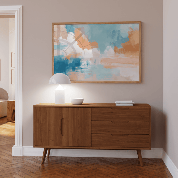 abstract wall art print, blue pink abstract painting, Blue, Pink, Orange, White for nursery