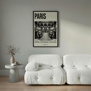 Minimal margin layout wall art print of Paris opera interior staircase