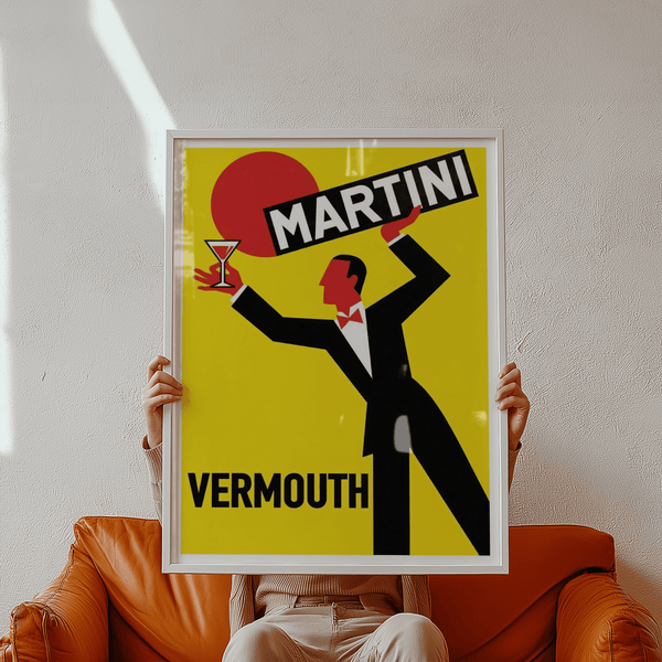 Vintage Vermouth Poster Yellow Red Black, dining room print artwork