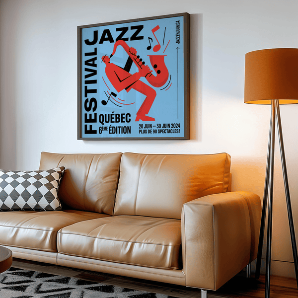 Blue and Red Music Wall Art for modern living room poster display