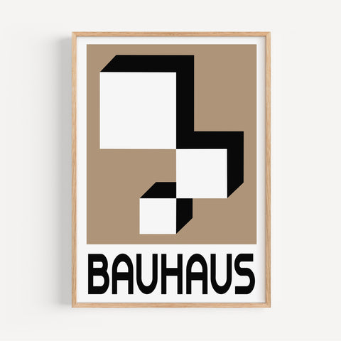 Timeless Bauhaus-inspired abstract wall art in black and beige, perfect for modern decor
