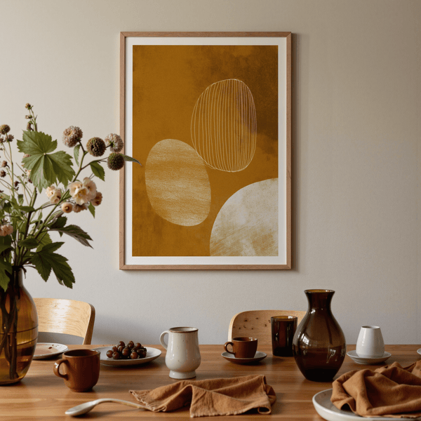 Organic forms art print poster with a large arc shape cropped at the corner