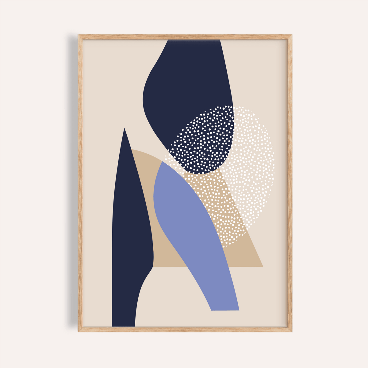 Layered shapes abstract print poster with dotted circle texture