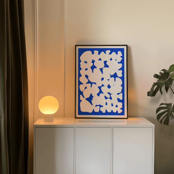 Blue and White Modern Art wall art, abstract style, blue and white for bedroom