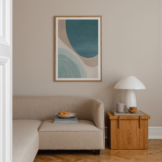 Modern wall art print featuring layered arcs and a bold circular form