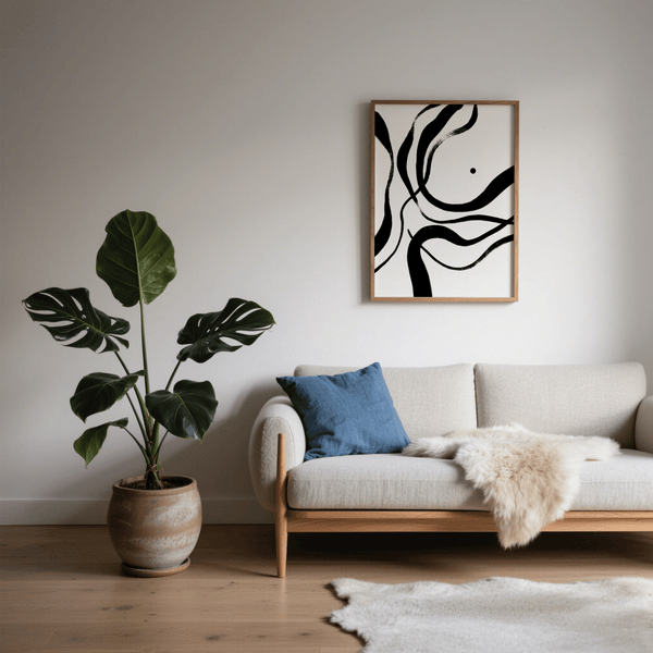 Bold Black and White Art wall art print for dining area in Black and White colors