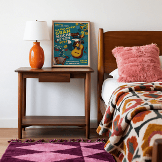 Vintage-style event wall art with papel picado shapes and chili pepper motifs