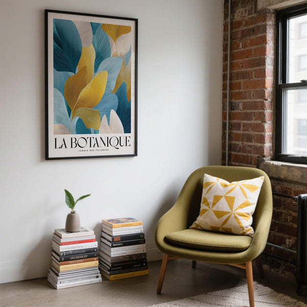 Elegant botanical wall print, luxurious wall art for living room