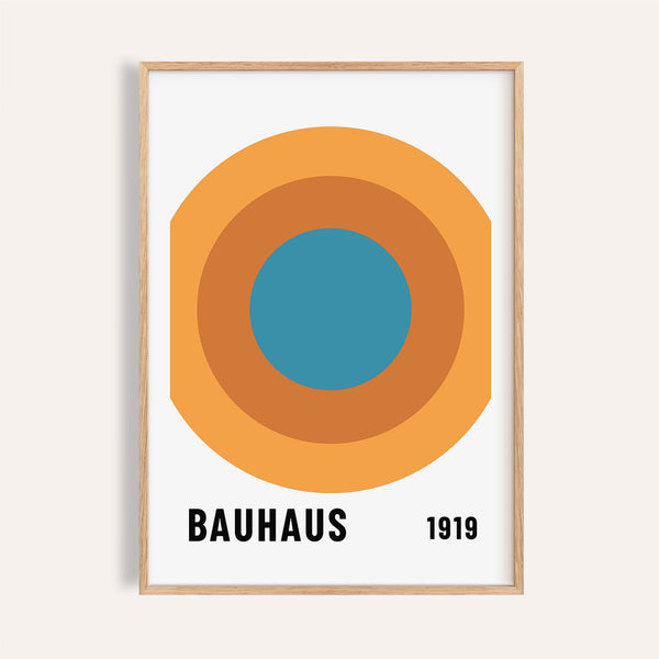 Orange and Blue Bauhaus Circle Print