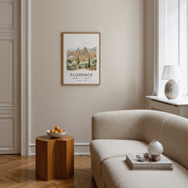 Close-up brush strokes of Florence Italy Art Print highlighting cathedral dome