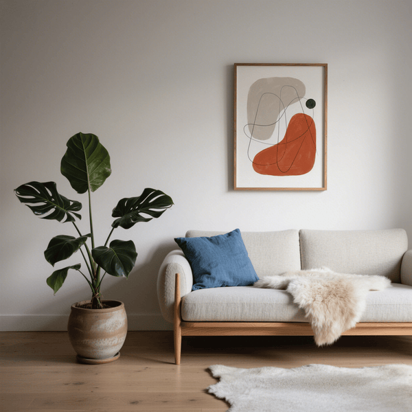 Simple Abstract Art poster in Green and Yellow for studio art print