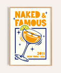 Naked & Famous Cocktail Art Orange and Blue print for kitchen wall art