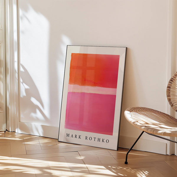 Abstract pink and orange wall art with warm hues