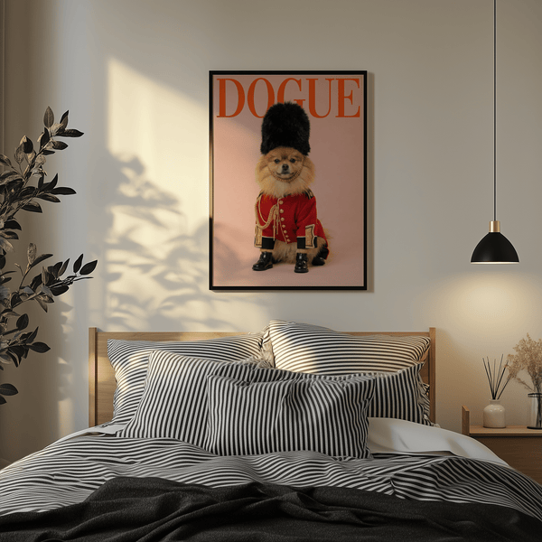 Bold Black, Red, and Pink Pomeranian Poster Print for bedroom decor