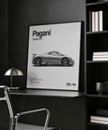 Pagani Zonda Print showing Gray, White, and Black tones for living room