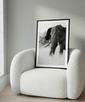 Framed mockup of Elephant Black and White Art Print with centered elephant portrait