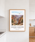 Wide canyon illustration print with river bend, cliffs, and open sky