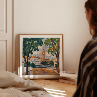 Painterly London wall art showing Big Ben 