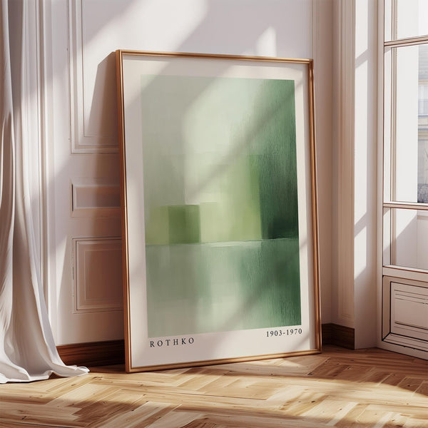 Subtle textured canvas look shown in green abstract wall art print.