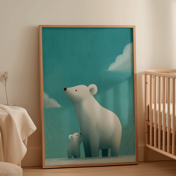 Polar Bear Print in blue and white, perfect for a kid’s play space