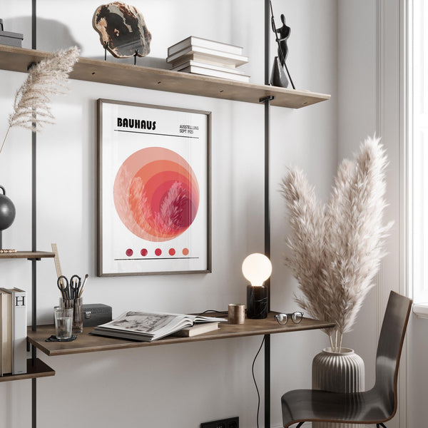 Creative space featuring minimalist wall art office piece