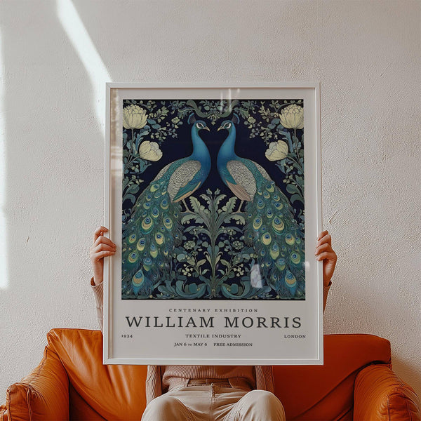 Large peacock wall art with mirrored birds and floral elements for home gallery