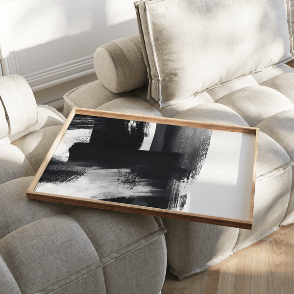 Minimalist Black and White Print elegant art print for dining area, White and Black