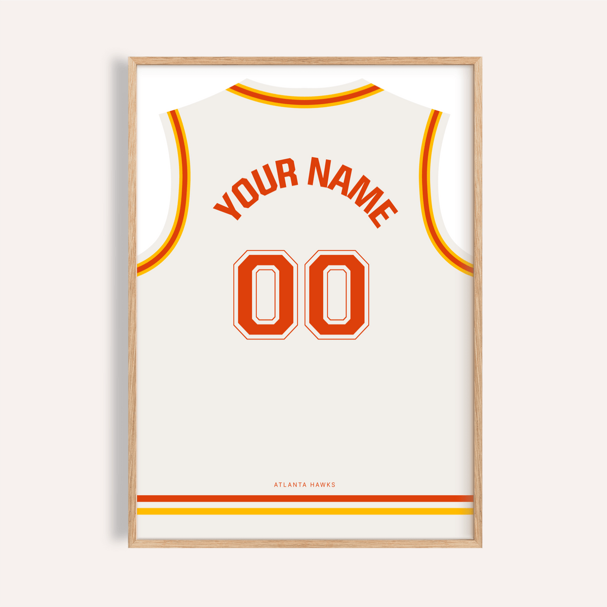 Atlanta Hawks Basketball Jersey Poster with centered name and 00 numerals