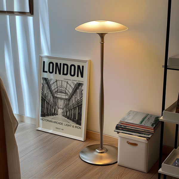 Vintage-style London city typography poster with arcade photograph