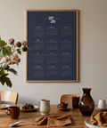 Minimalist Calendar wall art in Blue and White for reading nook