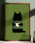 Grumpy Cat Wall Art art print with modern green, black palette