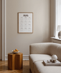 2026 Wall Calendar Print for kitchen decor in black color