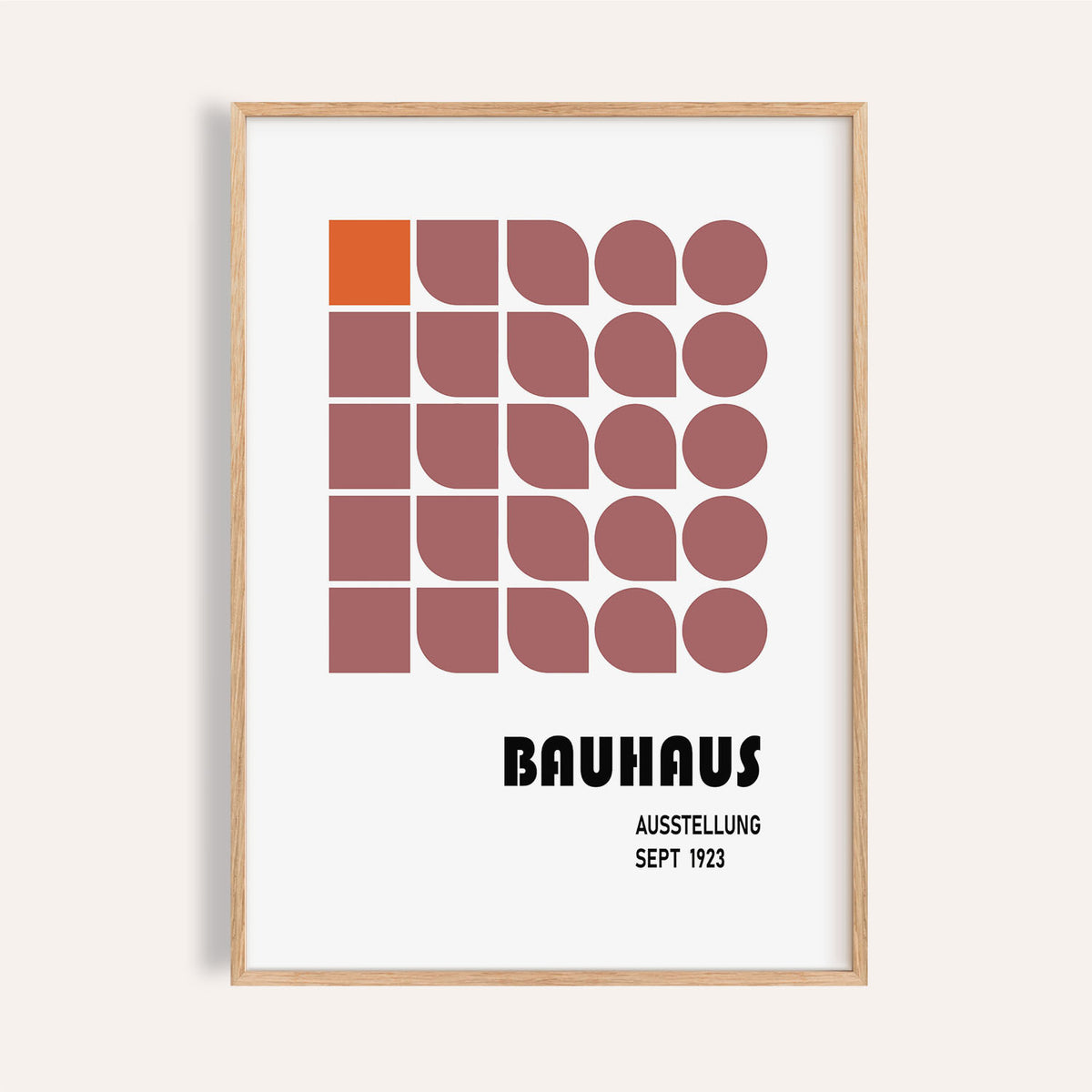 Wall hanging geometric art print with structured Bauhaus grid design