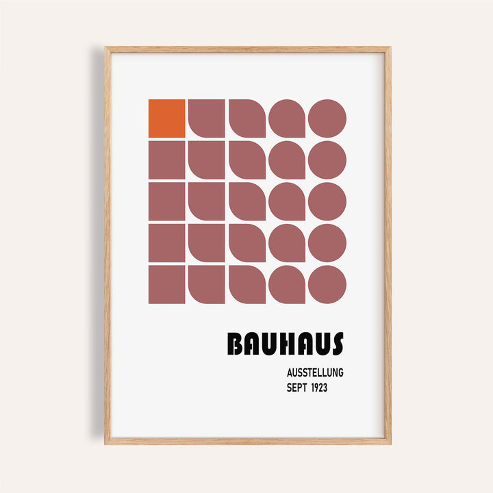 Wall hanging geometric art print with structured Bauhaus grid design