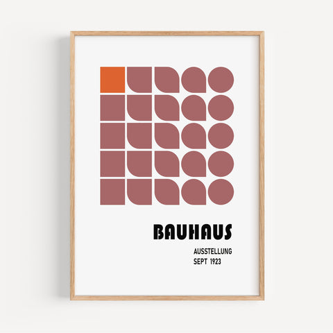 Vintage-inspired Bauhaus wall art in earthy tones, ideal for mid-century decor
