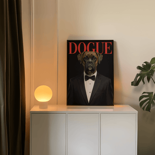Chic Dogue Boxer Poster for contemporary studio space in Black, Red