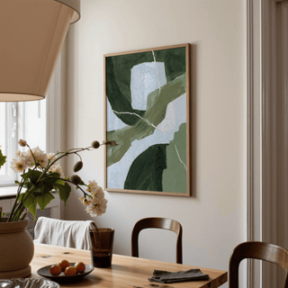 Abstract Green Wall Art poster with textured green and blue for lounge