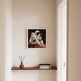Space Exploration Poster with orange, black, and beige, modern office print