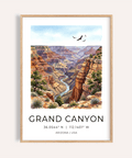 Overview of Grand Canyon Art Print poster with layered cliffs and winding river