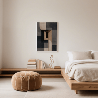 Minimalist Abstract Wabi Sabi Print in Gray and Brown, wall art for office