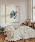 Santorini wall art with iconic blue dome churches in square format