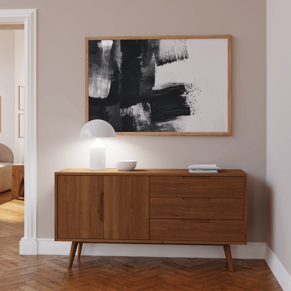 Modern Black and White Art Print in Black and White for bedroom wall art