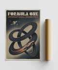 Captured Racing Car Wall Art featuring a Formula One-inspired layout and speeding car