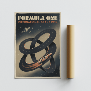 Captured Racing Car Wall Art featuring a Formula One-inspired layout and speeding car