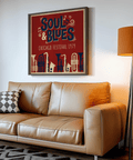 Soul Blues Festival Art in Red, Blue, Beige for bedroom music wall art