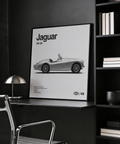 Jaguar XK120 Art Print for modern office with Black and White colors, poster